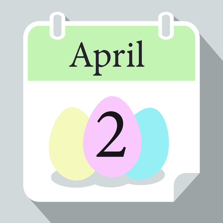easter monday wall calendar 2018 april two with pink yellow and blue easter eggsのイラスト素材