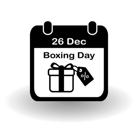 Boxing Day icon. Simple flat calendar page of december 26, Boxing Day with present box with discount tag. Eps 10 vectorの写真素材