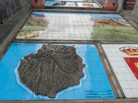 Firgas, Gran Canaria, Canary Islands, Spain December 13, 2020: view of relief model of the canary...
