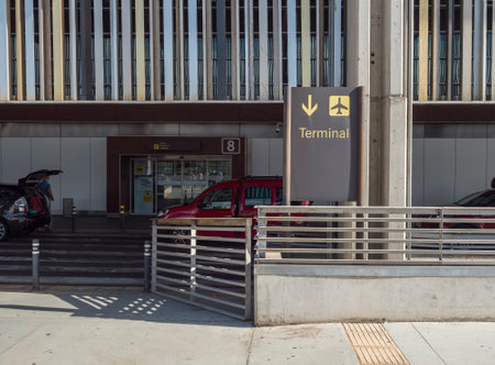 Las Palmas de Gran Canaria, Canary Islands, Spain December 26, 2020: view facade of building terminal of the Las Palmas airport at sunny dayのeditorial素材