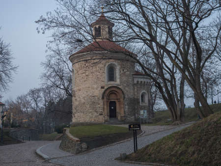 Czech Republic, Prague, February 23, 2021: St. Martin Rotunda in Vysehrad Upper castle fort, the...