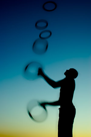 another twilight juggler in actionの写真素材