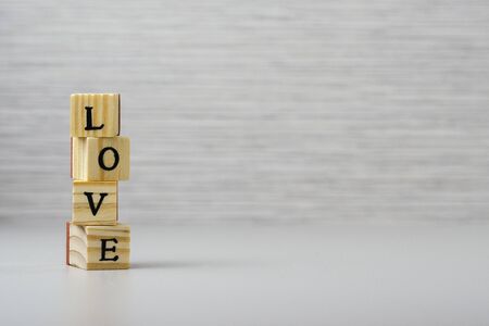 word love made of letters on wooden cubes 2の写真素材