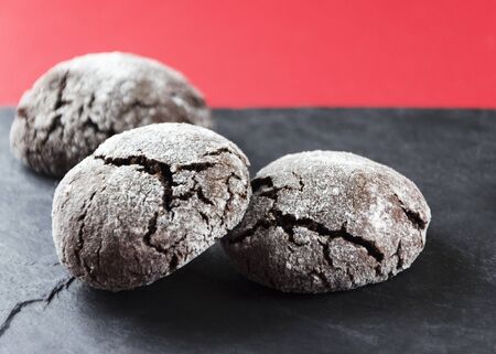 Chocolate Crinkles. Chocolate cookies in powdered sugar 5の写真素材