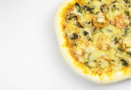 vegetarian pizza on a white backgroundの写真素材