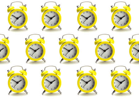 yellow alarm clock pattern on a white background
