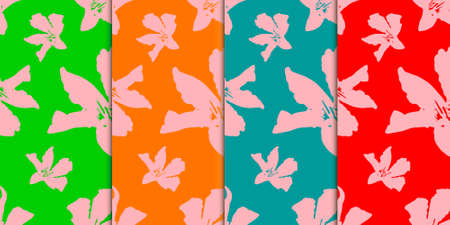 set of patterns with oleander flowers
