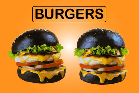 Burgers vector on orange backgroundのイラスト素材
