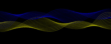 Blue and yellow waves pattern on a black backgroun