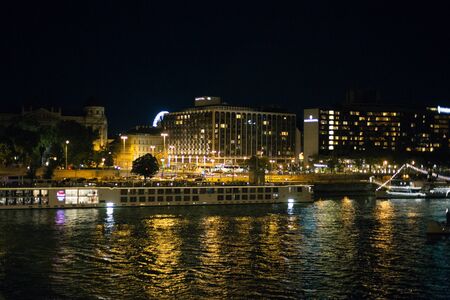 View of the evening old city of Budapest at sunsetの写真素材