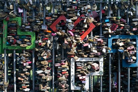 Lots of locks symbol of love backgroundの写真素材
