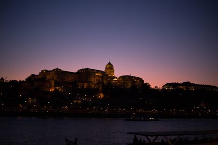 View of the evening old city of Budapest at sunsetの写真素材