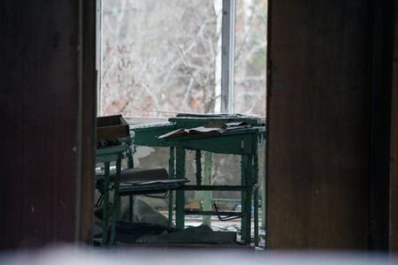 Old ruined house in Pripyat in Chernobylの写真素材