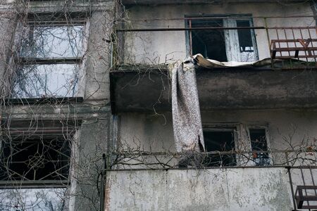 Old ruined house in Pripyat in Chernobylの写真素材