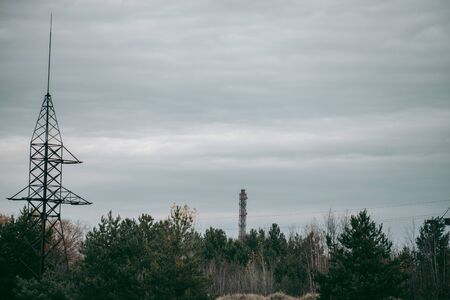 Power plant buildings in Pripyat in Chernobylの写真素材