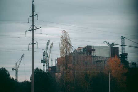 Sarcophagus over the 4th power unit of a nuclear power plant in Pripyat in Chernobyl