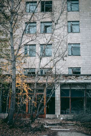 Old ruined house in Pripyat in Chernobylの写真素材