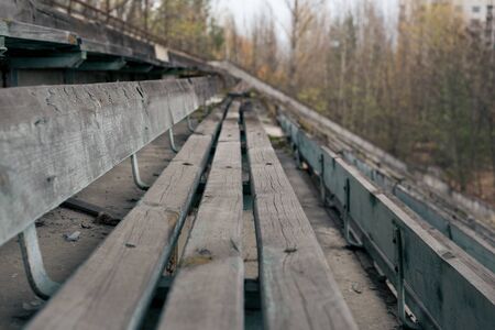 Abandoned tribune in Pripyat in Chernobyl