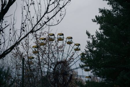 Ferris wheel in the ghost town of Pripyat in Chernobylの写真素材