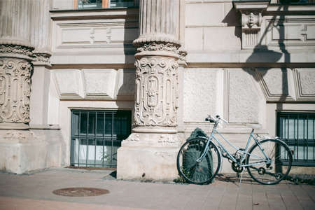 Old vintage walking bike in the cityのeditorial素材