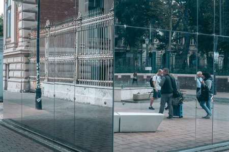 Reflection in the glass of the building facadeのeditorial素材