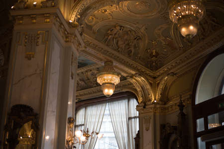 Old-style richly framed renaissance cafe design