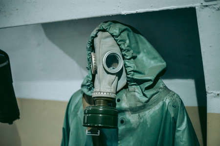 Old Soviet gas masks against radiation that were used during the liquidation of the Chernobyl accidentのeditorial素材