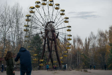 Ferris wheel in the ghost town of Pripyat in Chernobylのeditorial素材
