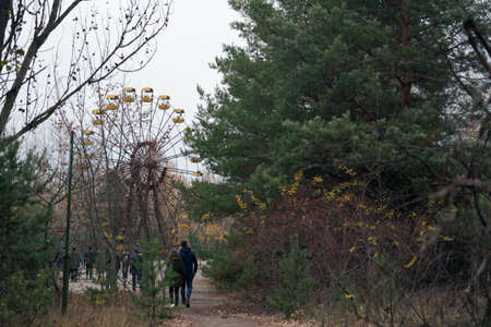 Ferris wheel in the ghost town of Pripyat in Chernobylのeditorial素材