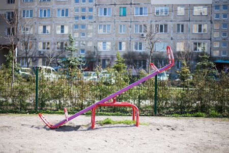 Children's playground in the yard in Kiev in Ukraineの写真素材