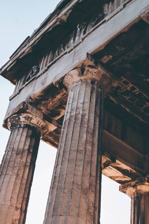 Beautiful old Colonnade of the Ancient Agora of Athens in Greeceの写真素材
