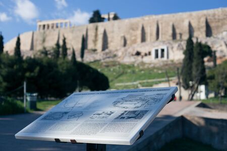 English and Greek navigation signs near the Acropolisの写真素材