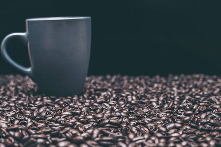 Roasted dark coffee beans background