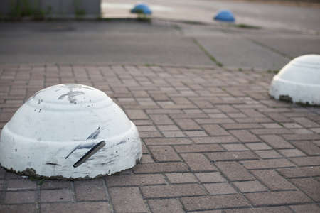 anti parking concrete stone in the cityの写真素材