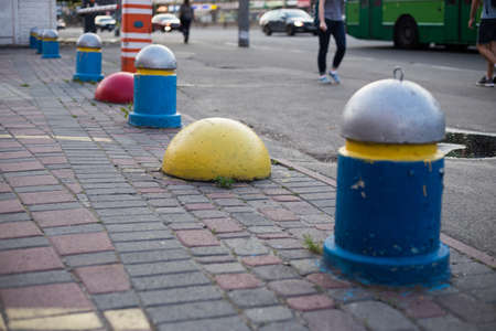 anti parking concrete stone in the cityの写真素材