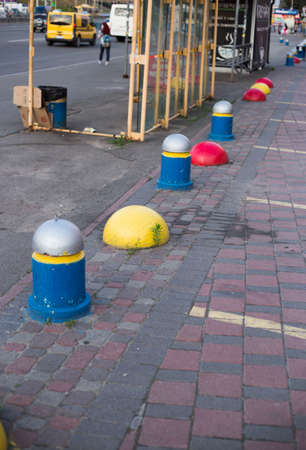 anti parking concrete stone in the cityの写真素材