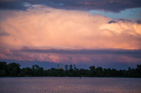 Beautiful magnificent clouds at sunset in the sky