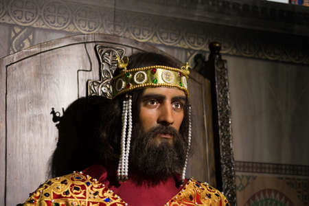 Kyiv, Ukraine 09.01.2020: A wax sculpture of the emperor of the Byzantine Empire Constantine VII Porphyrogennetos or Porhyrogenitus (the Purple-born)のeditorial素材