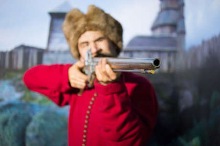 Kyiv, Ukraine 09.01.2020: A wax sculpture of the Cossack of the Zaporozhian Sich
