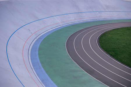 Professional outdoor cycling track at the stadiumの写真素材