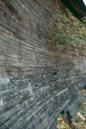 Old abandoned wooden bobsleigh track in summer by daylight