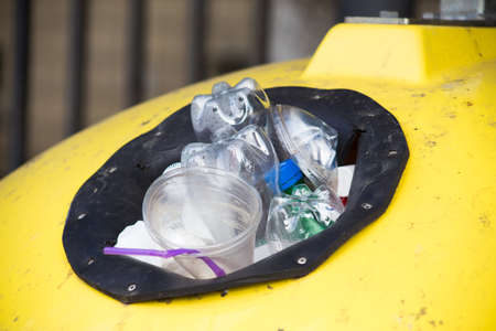 Kyiv, Ukraine 10.01.2020: Scattered garbage on the street in the cityの写真素材