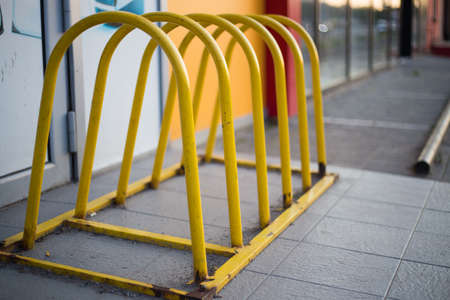 Parking for bicycles on the street in the city