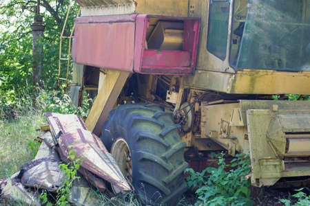 Old abandoned agricultural machines for harvesting