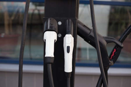 Electric car charging station in the city