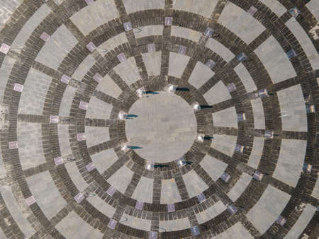 Aerial view of the dry fountain on freedom square in kharkov during the dayの写真素材