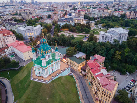 Aerial view of St. Andrew's Church in Kiev