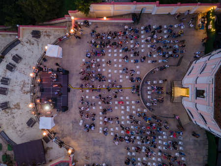 Aerial view of a concert on the street at social distanceのeditorial素材