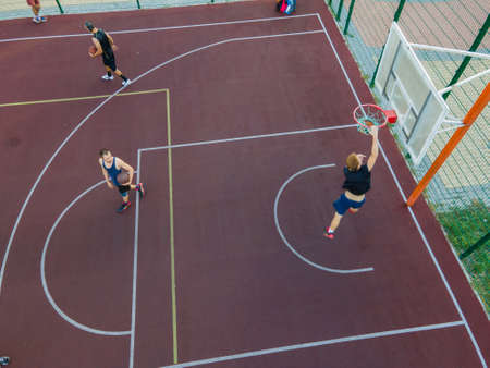 Aerial view of a basketball court outdoors