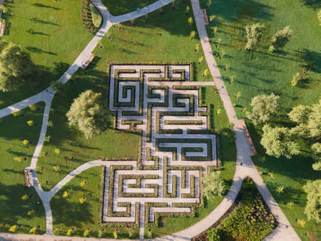 Aerial view of the maze of bushes in the parkのeditorial素材